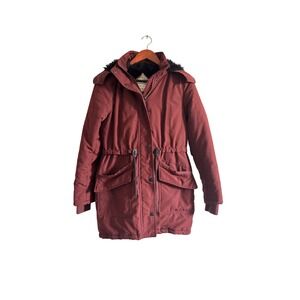 Garage Burgundy Faux Fur‎ Hood Parka Jacket Women S
